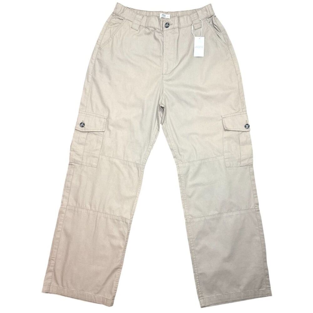 NWT Ardene Women's Cargo High Waisted Pants Elastic Waist Utility Style Sz: L